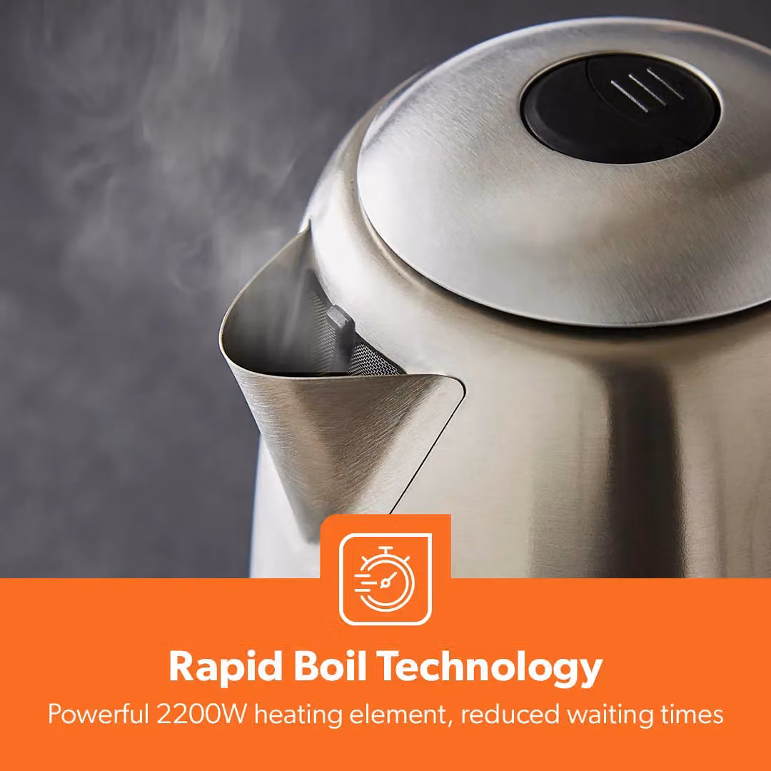 Geepas 1.7L Stainless Steel Illuminating Kettle in Silver with Auto Shut Off and Boil Dry Protection – 3