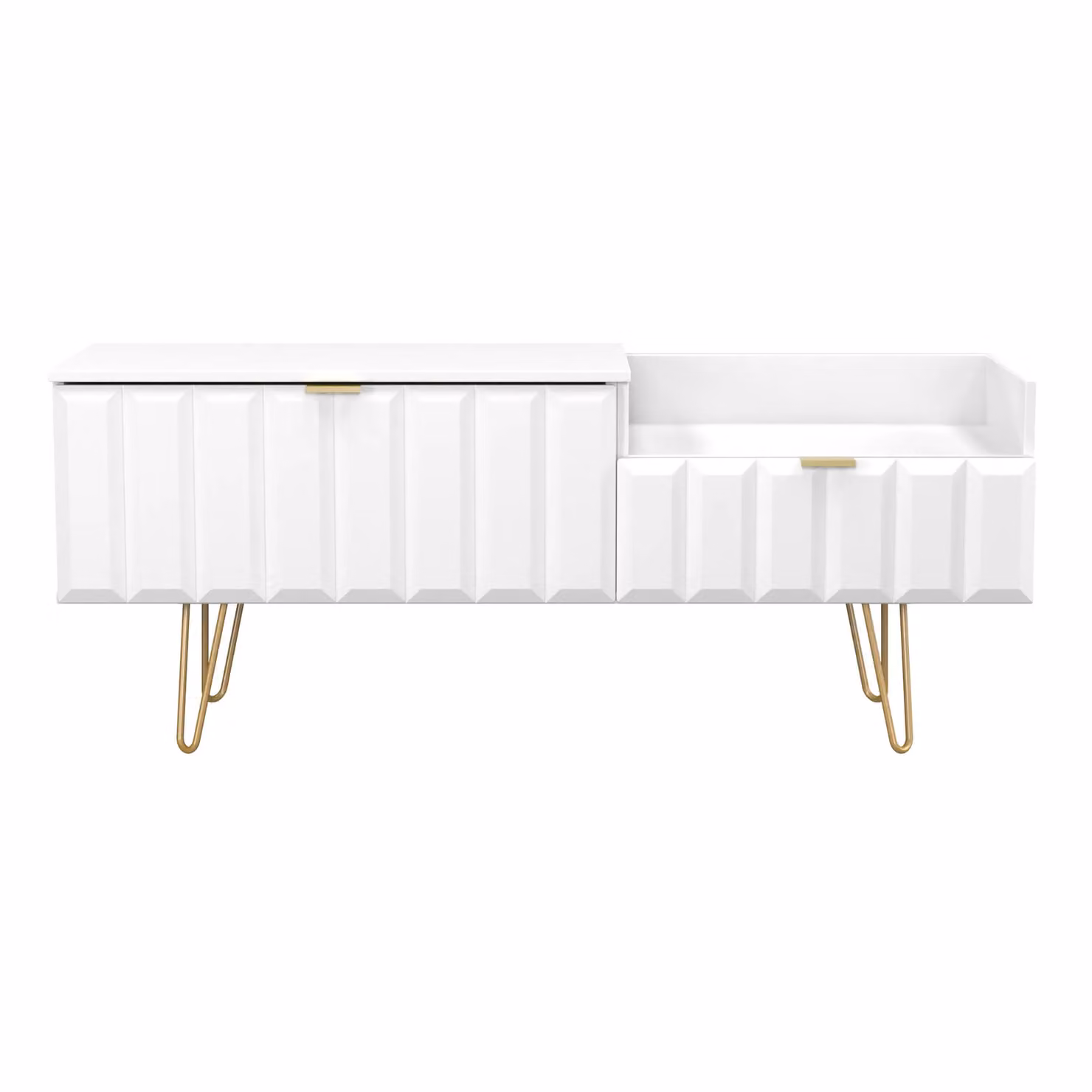 2 U Metro Ready Assembled 2 Drawer Coffee TV Unit in White and Gold – 2