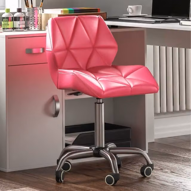Vida Designs Modern Geometric Task Chair in Pink and Yellow Synthetic Leather