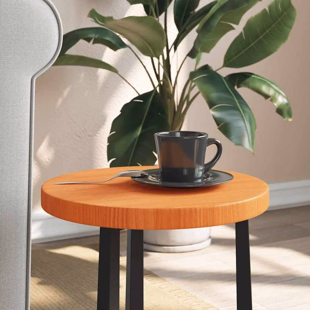 Berkfield Home Round Solid Wood Pine Table Top, Waxed Brown, Diameter: 30 cm, Height: 2.5 cm – 3