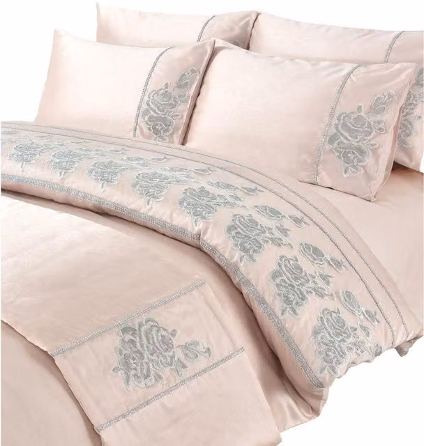 Kampala Hill Floral Duvet Cover Set in Pink, W: 180 cm, H: 200 cm