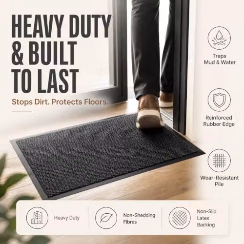 Desire Rugs Non-Slip Dirt Trapper Door Mat with Rubber Edges, Anthracite Grey, W: 40 cm, D: 60 cm – 4