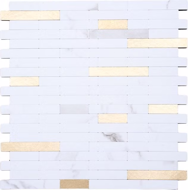 Livingandhome 10-Piece Self-Adhesive Gloss White SPC Wall Tile Stickers