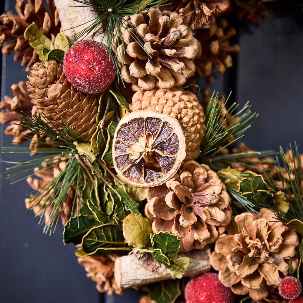 Dibor Citrus Spice Christmas Front Door Wreath with Star Hanger, Red and Multicolour, Diameter: 38 cm – 3