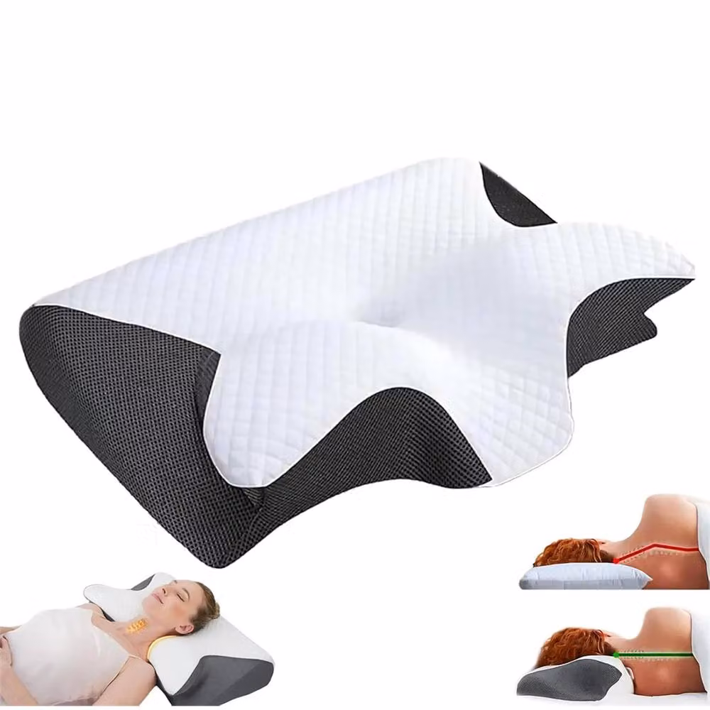 Nordara Ergonomic Memory Foam Pillow in White with Removable Breathable Cover for Neck and Shoulder Pain Relief – 3