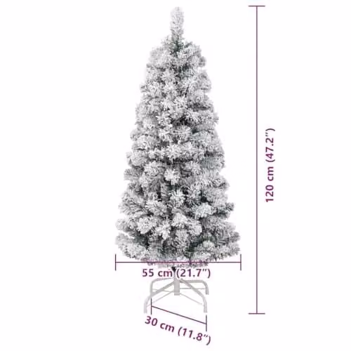 vidaXL Artificial Hinged Christmas Tree in Green and White, Height: 120 cm – 3