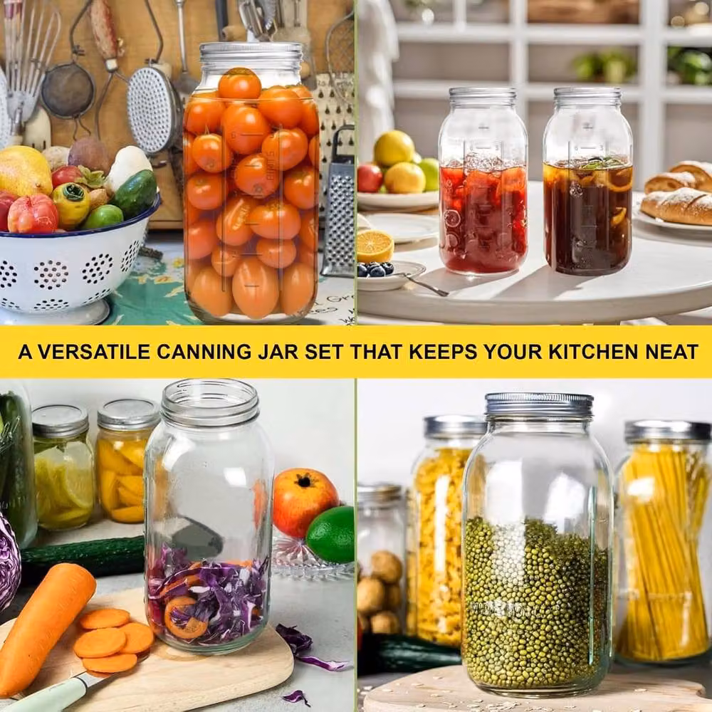 ATEK 3 Pack Airtight Glass Mason Jars with Leakproof Lids, Transparent, 2 l – 6