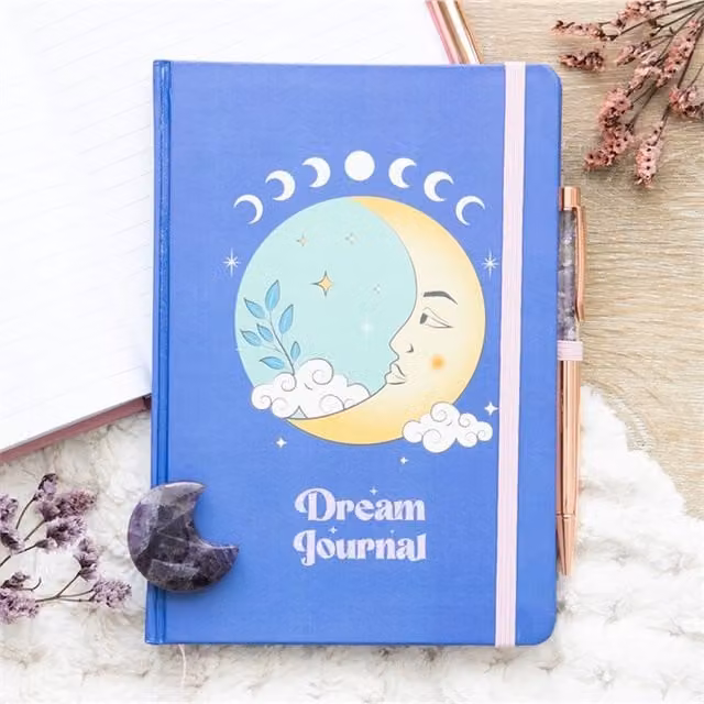 Celestial Dreams Lined Hardcover Journal with Amethyst Pen in Blue