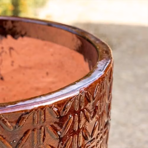 Primrose Glazed Terracotta Planter in Brown, Height: 63 cm – 3