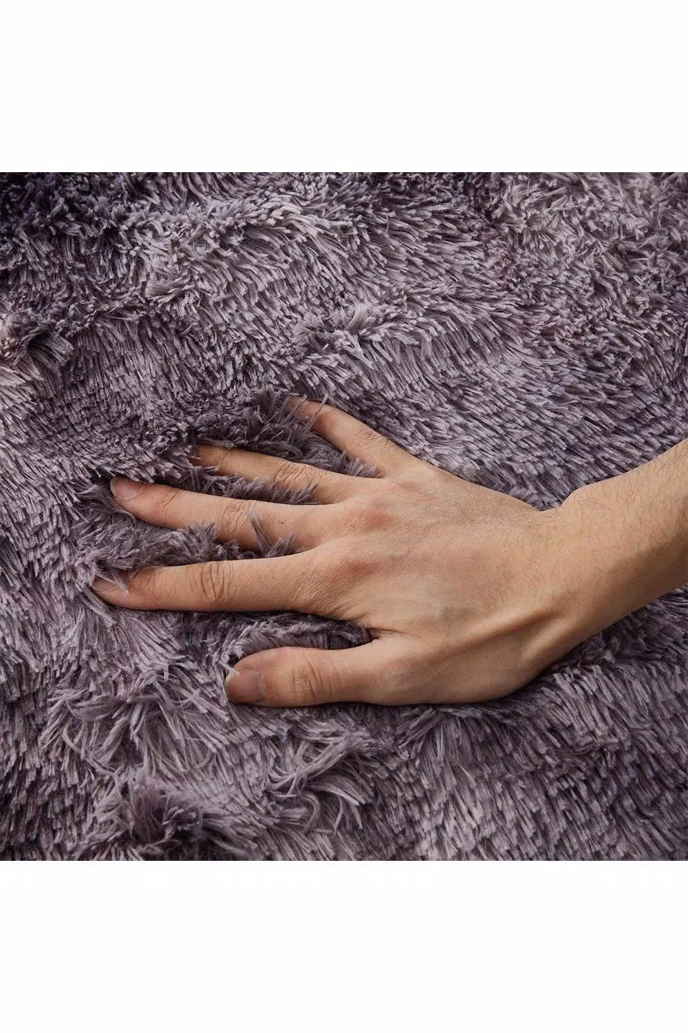 H&O Direct Reversible Double Face Faux Fur Tie-dye Plush Blanket in Grey, W: 160 cm, D: 130 cm – 3