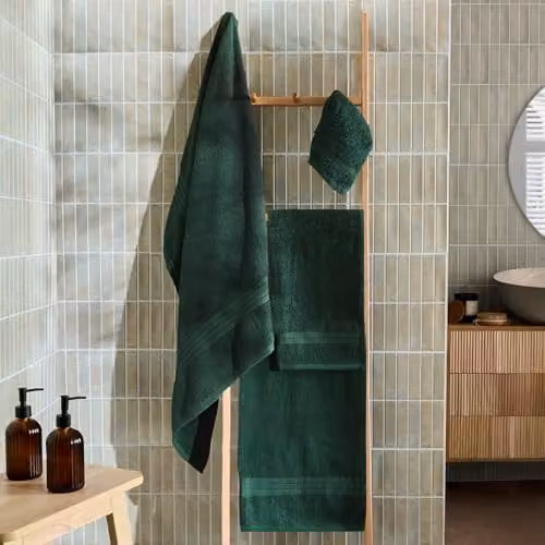 OHS Set of 2 Cotton Terry Bath Sheets in Green, W: 90 cm x L: 150 cm – 3