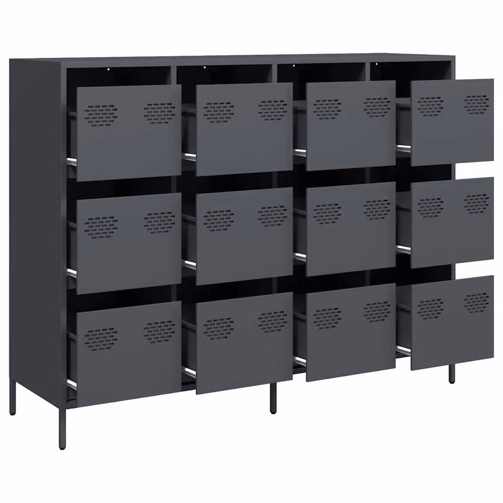 Berkfield Home Anthracite and Black Industrial Sideboard in Matt Cold-rolled Steel, W/D/H: 135 x 39 x 103.5 cm – 3