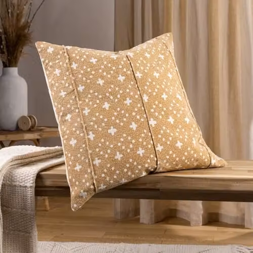 Riva Home Square Cotton Cushion in Yellow, W/D/H: 50 x 50 x 50 cm – 4