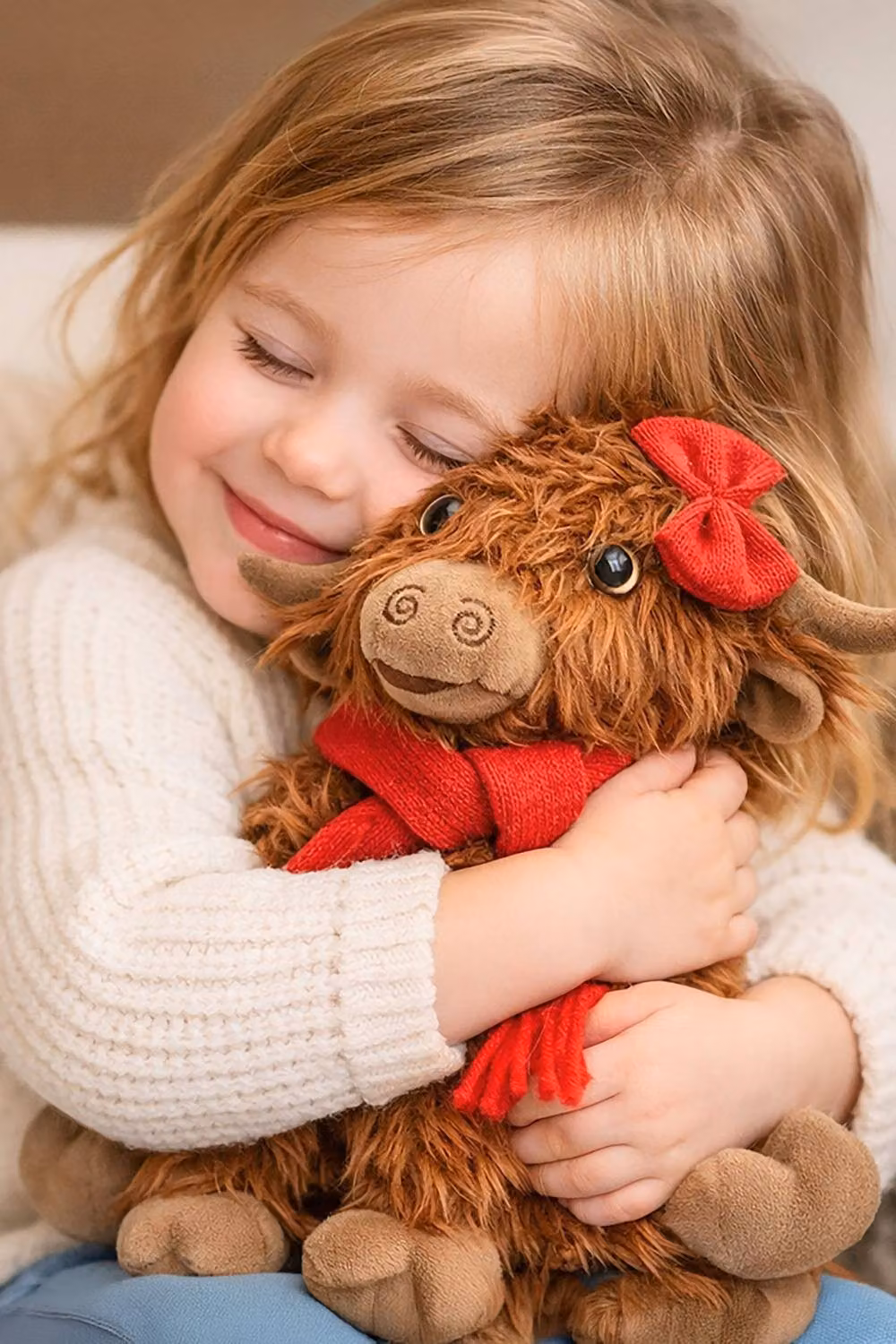 Marco Paul Hairy Hattie Large Highland Cow Soft Plush Christmas Tabletop Decoration in Brown – 3