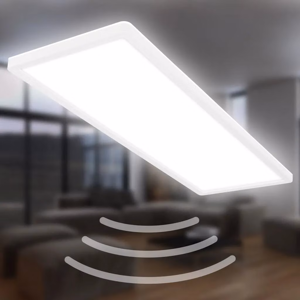 Briloner Ultra Flat LED Ceiling Panel with Motion Sensor, IP44, White, W/D/H: 58 x 20 x 3 cm – 3