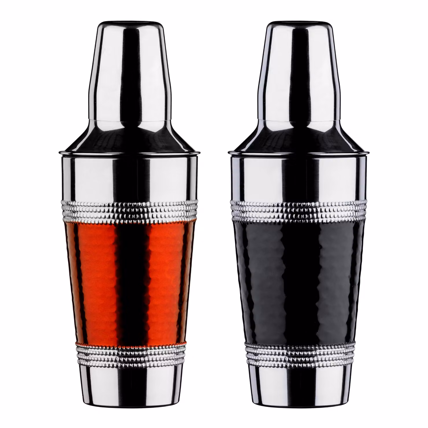 Orsina Stainless Steel Hammered Cocktail Shaker in Black and Silver with Measuring Marks – 2