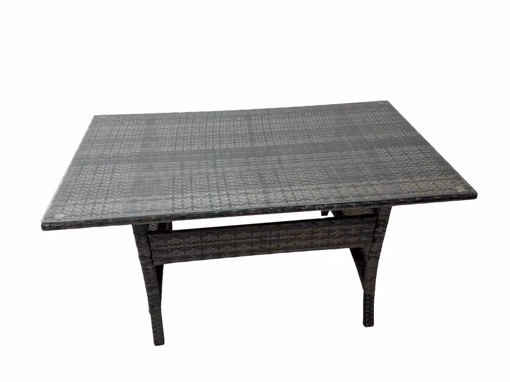 Fimous 8 Seater Patio Dining Corner Sofa Set with Chair, Big Stool and Side Table in Dark Grey