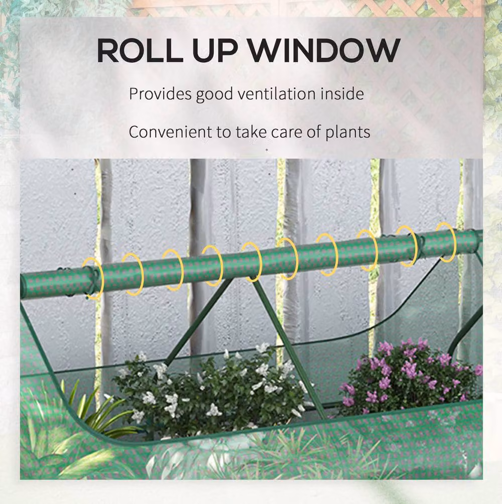 STILVORA Raised Garden Bed with Greenhouse Cover in Green, Steel and Plastic – 4