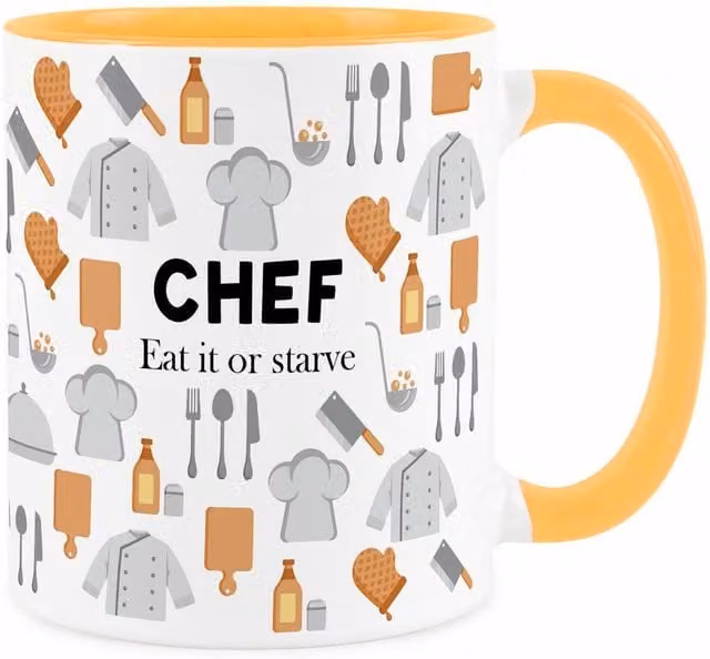 Purely Home Ceramic Novelty Chef Mug in Golden Yellow