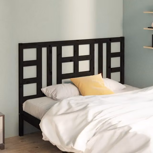 Berkfield Home Rustic Black Solid Pine Wood Bed Headboard W/D/H: 146 x 4 x 100 cm