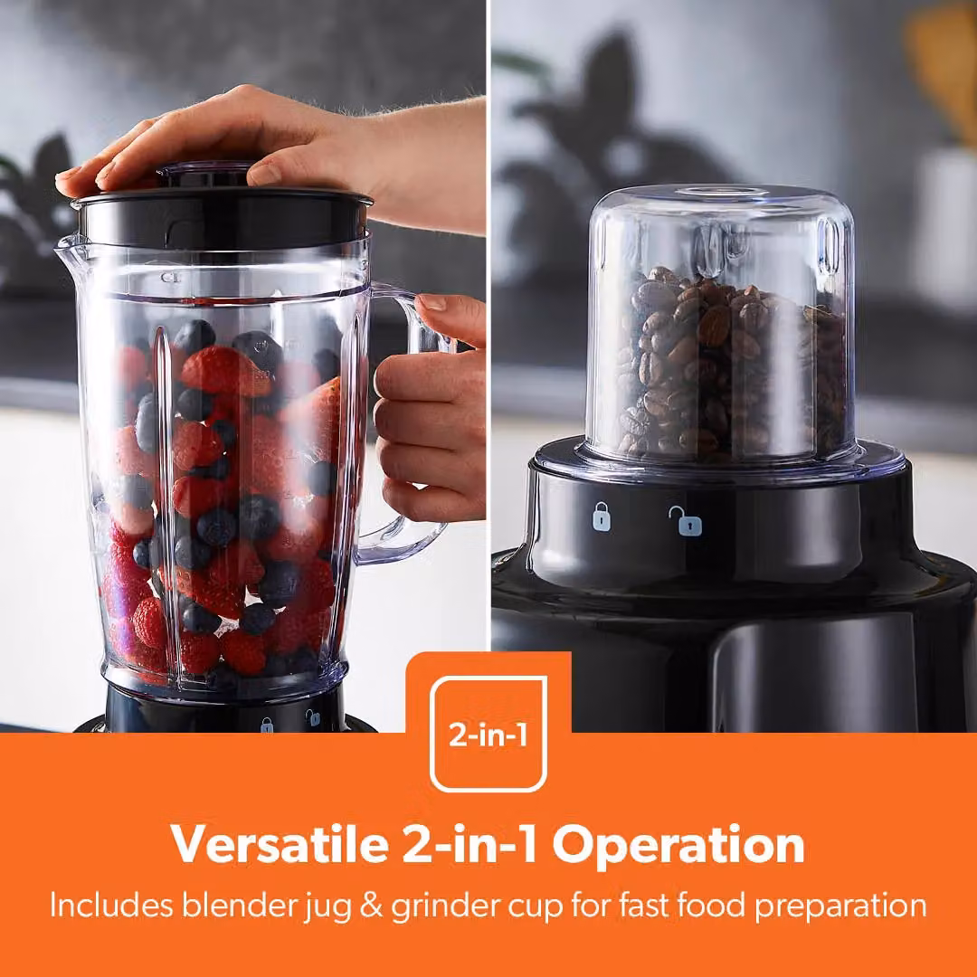 Geepas 2-in-1 Blender and Grinder with 1.6L Jug, 650W, 3 Speeds and Ice Crush Function, Black – 4