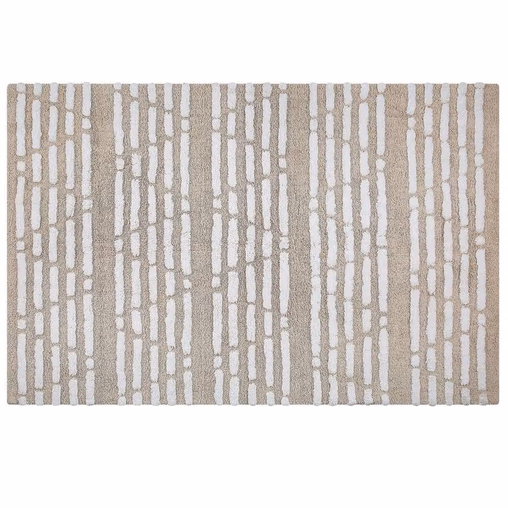 Wyld and Coco Hand-Woven Shaggy Beige Cotton Rectangular Rug W: 120 cm, L: 180 cm – 2