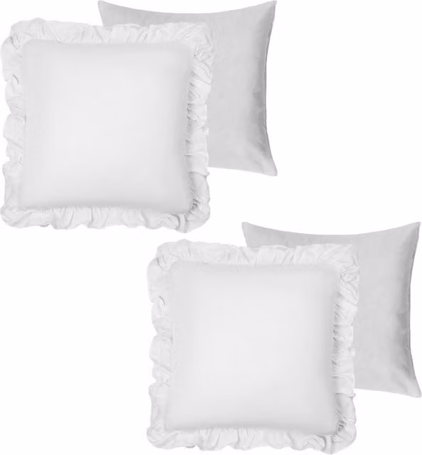 Highams Range Pack of 2 White Linen Frill Filled Square Cushions