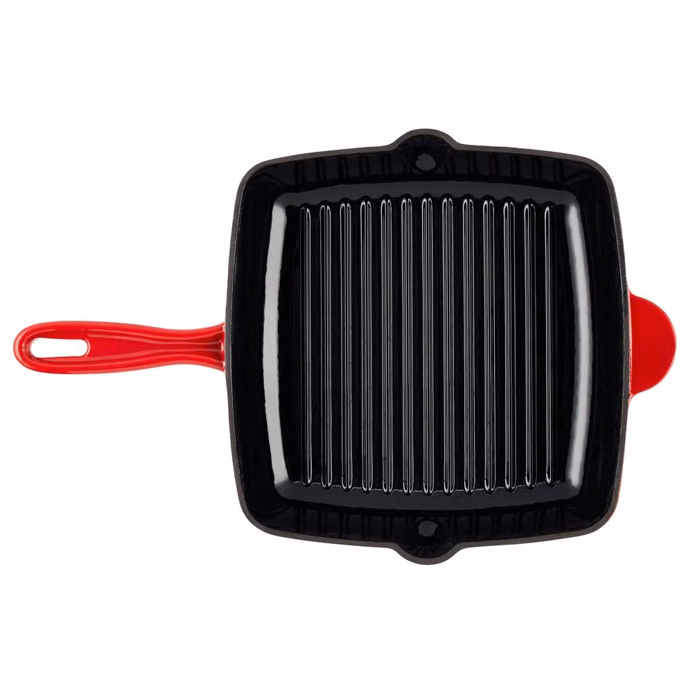 Cooks Professional 2 Piece Red Enamelled Cast Iron Frying Pan and Skillet Set – 4