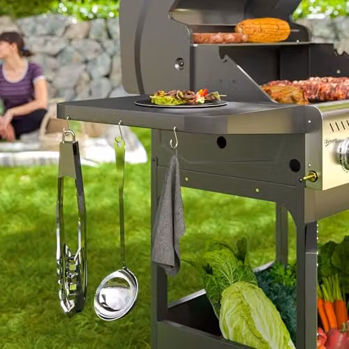 Outsunny 3 Burner Propane Gas BBQ Grill with Thermometer and Warming Rack, Black – 8