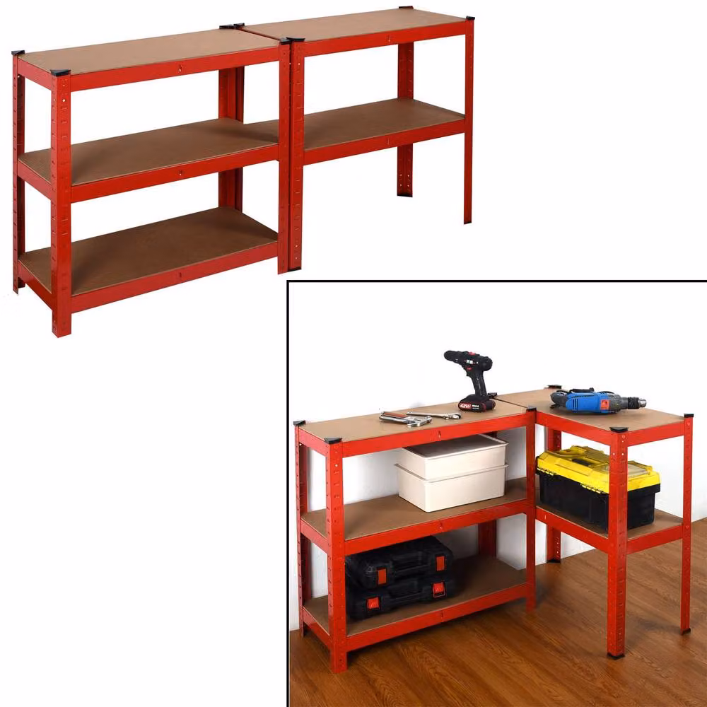 House of Home 5 Tier Boltless Heavy Duty Metal Garage Racking Shelving Unit, Red, W: 150 cm, D: 30 cm, H: 70 cm – 2