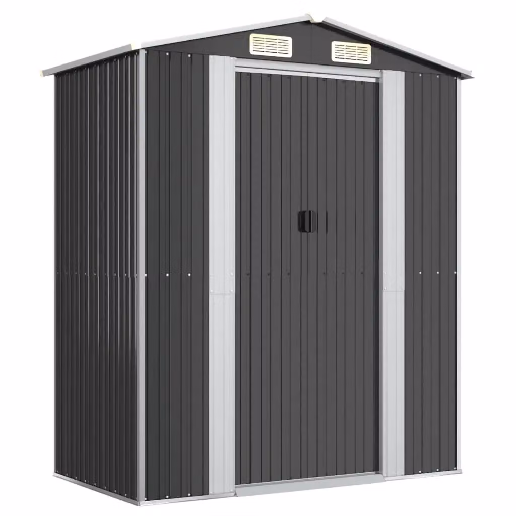 Berkfield Home Anthracite Garden Shed in Galvanised Steel with Sliding Doors, W/D/H: 192 x 108 x 223 cm – 2