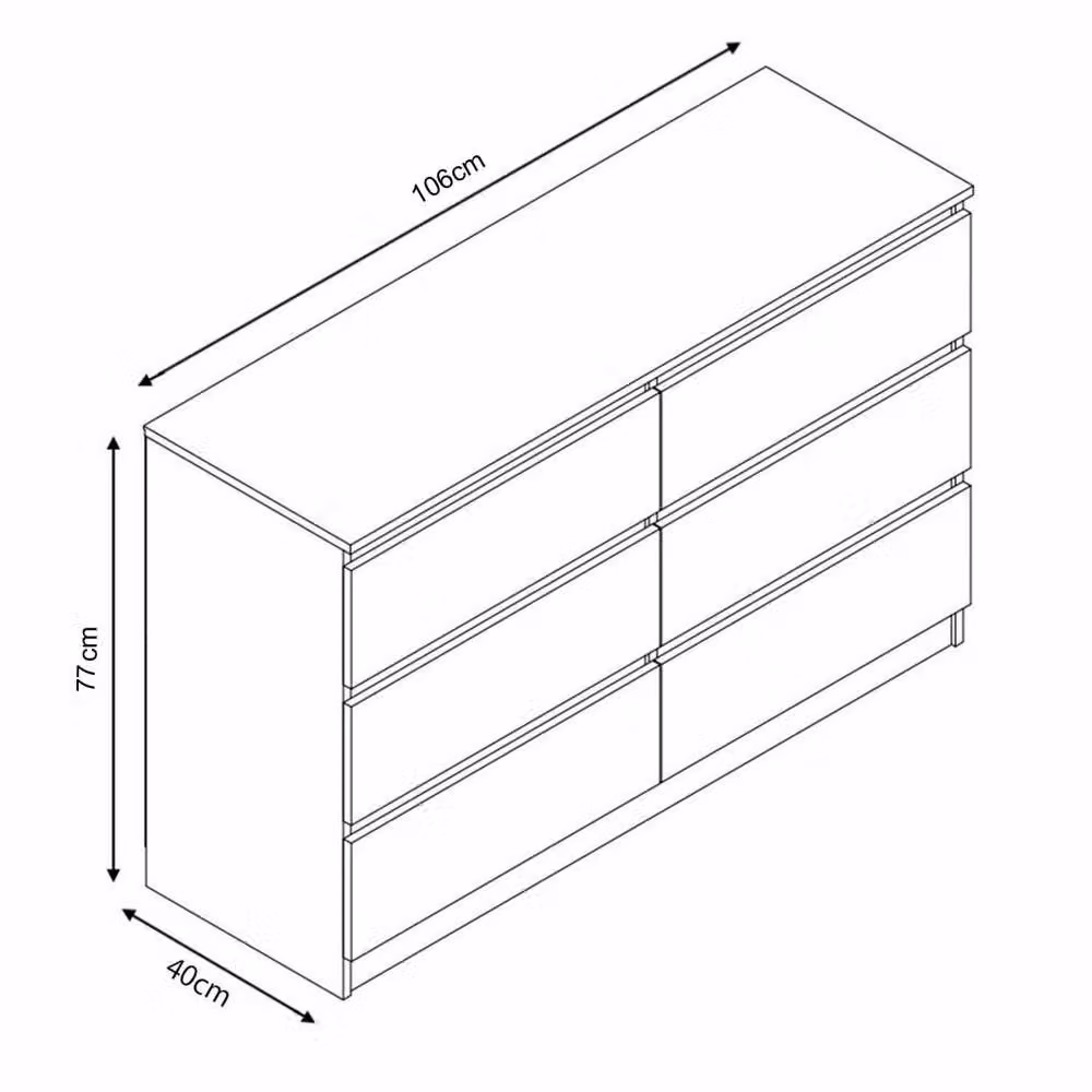 LUXURY LIFE Olivia Matt 6 Drawer Chest of Drawers in White – 2