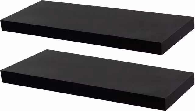 Harbour Housewares Modern Floating Wall Shelves in Black, Pack of 2, Width: 60 cm – 5