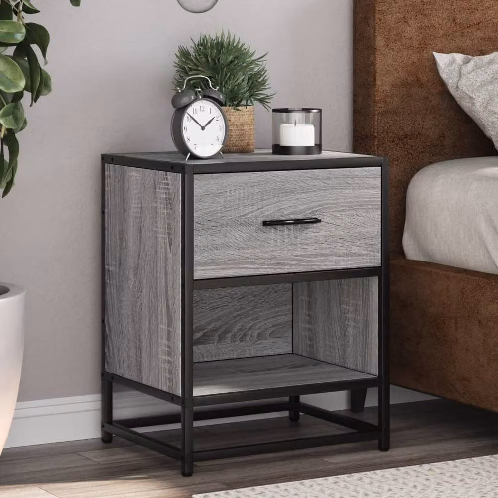 Berkfield Home Decorative Bedside Cabinet in Grey Sonoma, W/D/H: 40 x 31 x 50 cm – 2