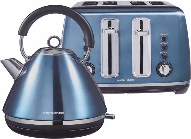 Morphy Richards Accents Metallic Kettle and Toaster Bundle in Blue