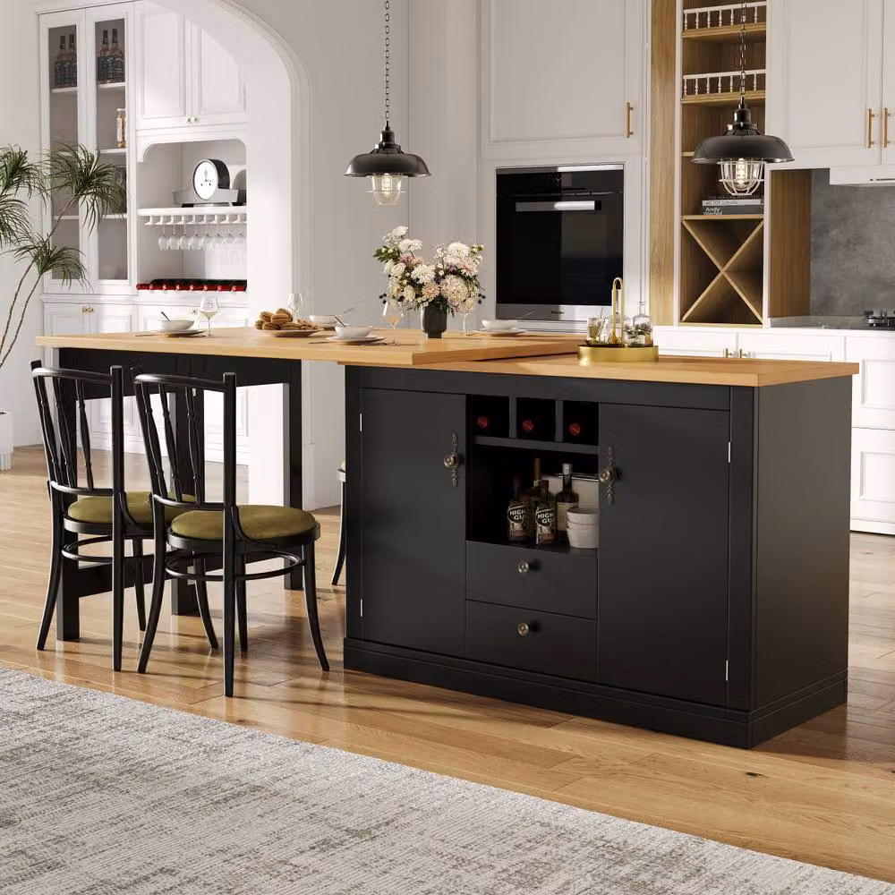 BTM 360 Degree Rotating Bar Table with Storage and Wine Rack in Black, W/D/H: 76 x 40 x 40 cm – 3