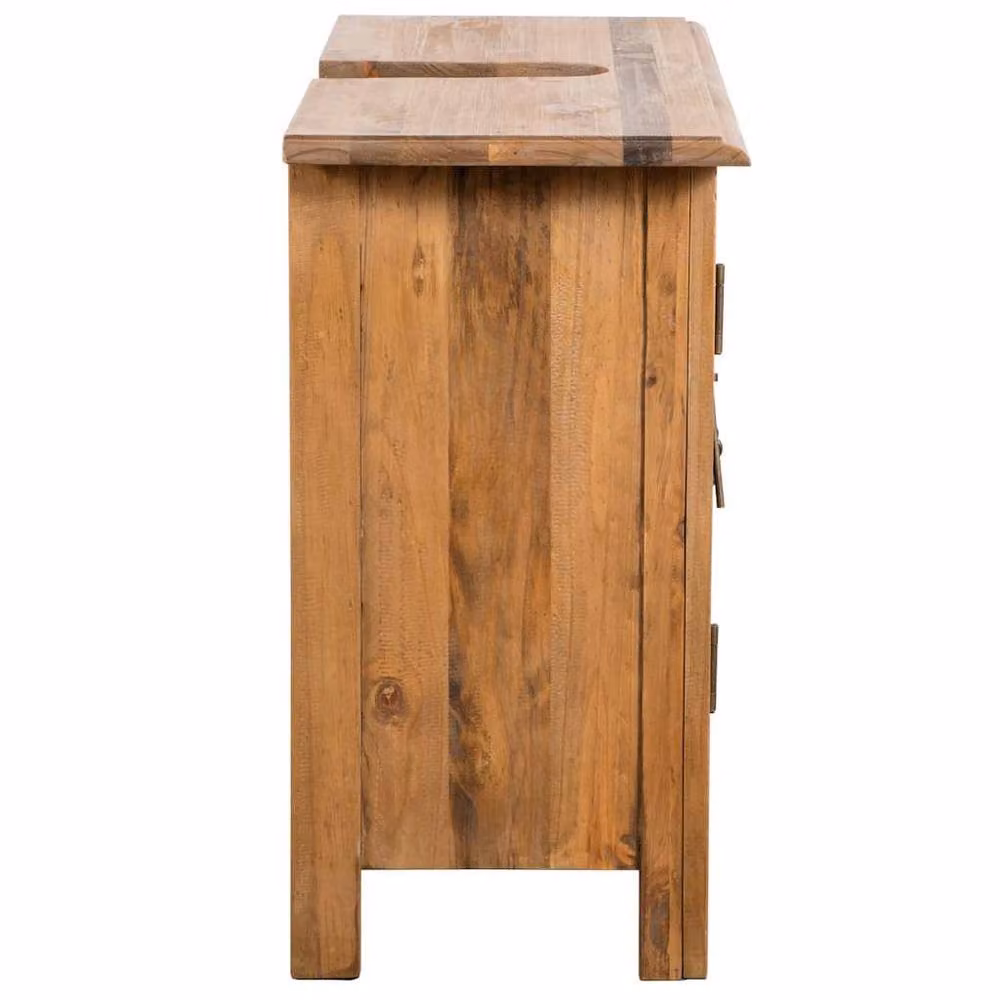 Berkfield Home Solid Pinewood Bathroom Vanity Cabinet in Brown, W/D/H: 70 x 32 x 63 cm – 3
