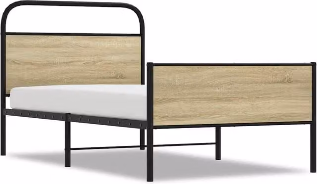Berkfield Home Sonoma Oak Bed Frame in Light Tan, W/D/H: 90 x 190 cm – 1