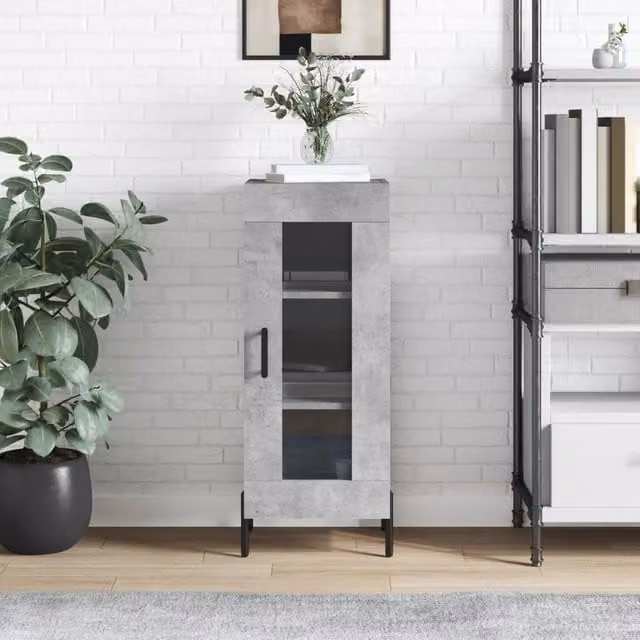 Berkfield Home Sideboard in Concrete Grey, W/D/H: 34.5 x 34.5 x 90 cm
