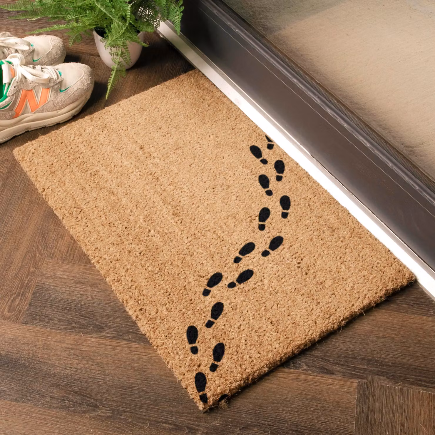 Artsy Mats Tiny Footprints Pattern Doormat in Black and Multicolour, W/D: 60 x 40 cm – 3
