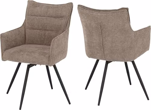Seconique Lewis Carver Fawn Fabric Swivel Armchair Pair – 3
