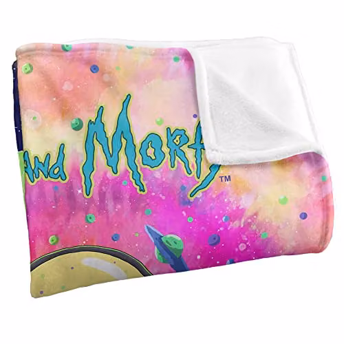 LOGOVISION Rick and Morty Spacial Breakthrough Super Soft Silky Touch Fleece Throw Blanket, Multicolour, W: 91 cm, D: 147 cm – 2