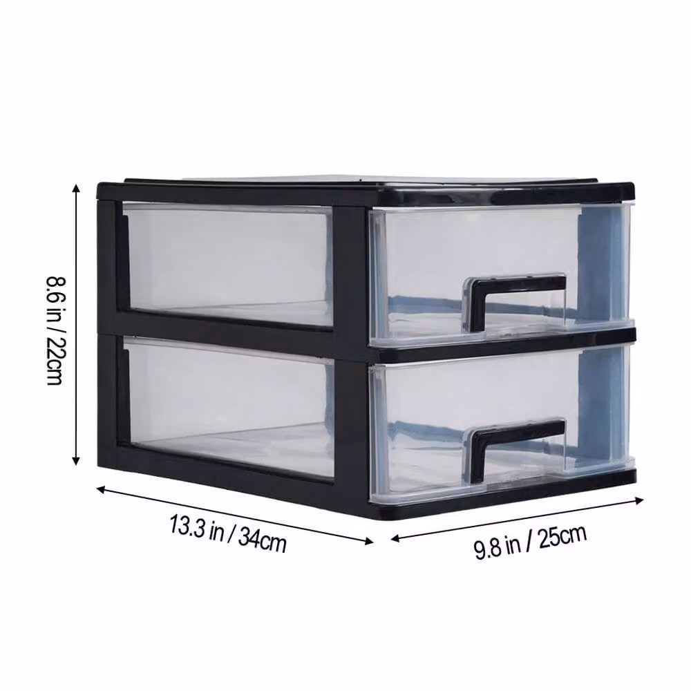 EONLION Black and Transparent Desktop Storage Box Multi-Compartment Desk Drawer Organiser – 2