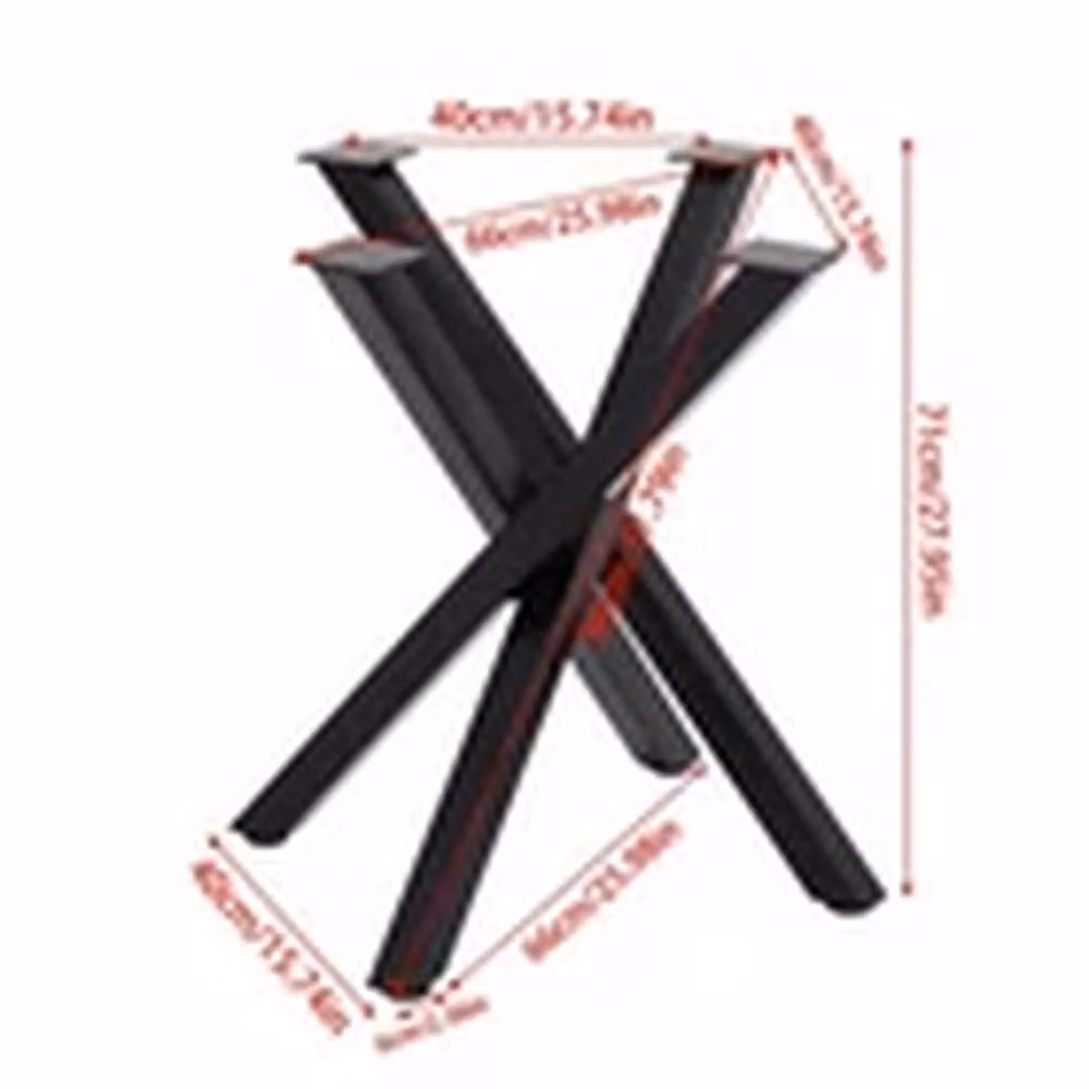 EONLION Heavy Duty Criss Cross Metal Table Legs in Matt Black Iron, H 40 cm x W 71 cm x D 40 cm – 2