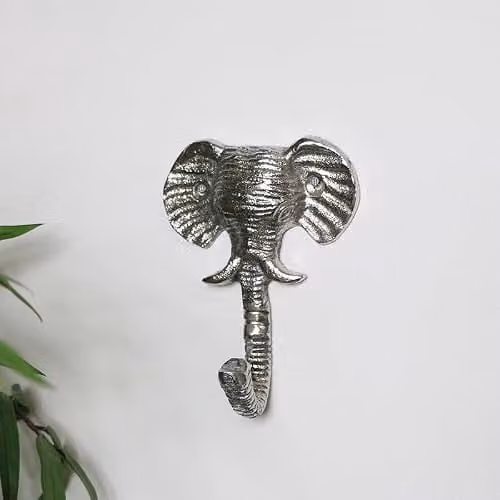 Melody Maison Silver Elephant Head Metal Wall Hook – 1