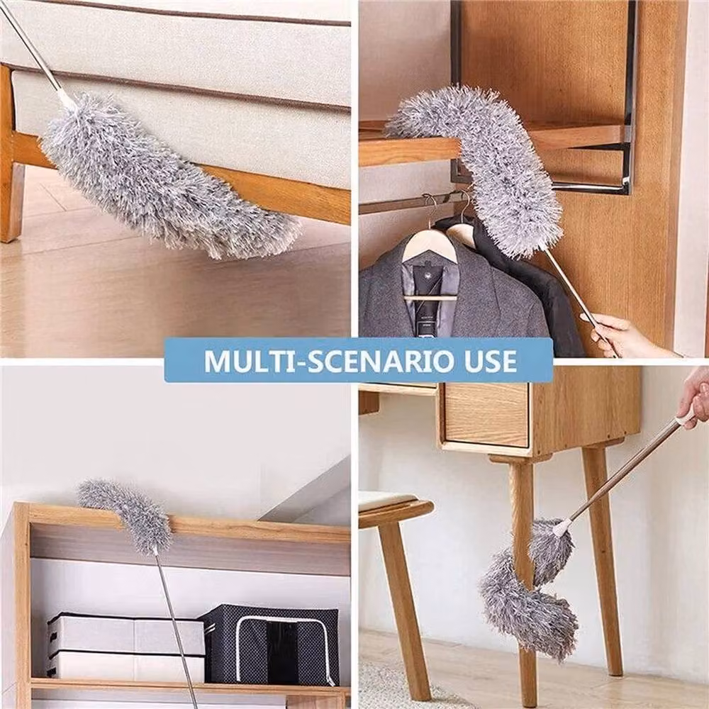 PAWNORA Extra Long Cobweb Feather Duster in Grey with Microfibre and Stainless Steel – 2