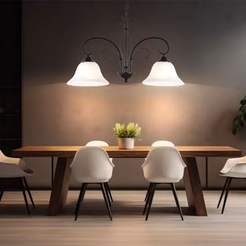 Netlighting Aries Multi Arm Pendant Ceiling Light with Brown Glass Shades and Chrome Metal Finish, 2x E27 – 2