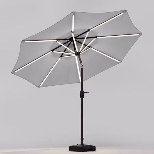 Lifeideas Solar LED Tubes Parasol with Fillable Base in Light Grey