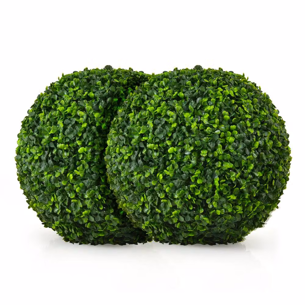 Costway 2-Piece Green Artificial Topiary Ball Faux Trees, Diameter: 40 cm – 8