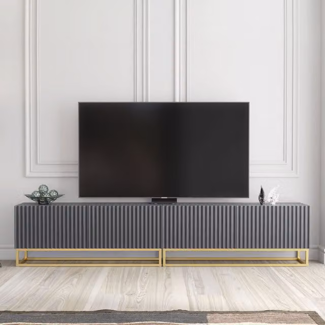Creative Furniture Ripple Duo TV Unit in Grey and Gold, W: 200 cm, H: 45 cm, D: 35 cm – 1